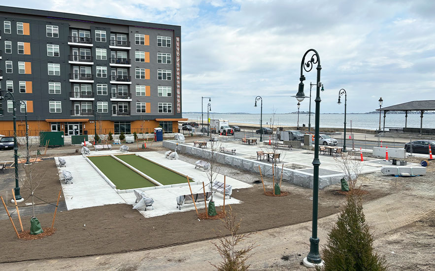 Shadley Associates Landscape Architecture: Sullivan Park bocce court and plaza from hillside